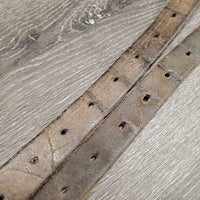 Pr Thick Stirrup Leathers *fair, older, v.rubbed, dry, faded, stains, dents, film, dirty
