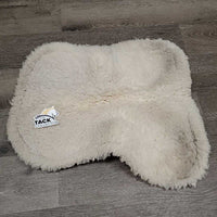 Sheepskin Quilt Hunter Half Pad *gc, cut tabs, v. clumpy, puckers, stains, mnr hair, pills, marker, dirt