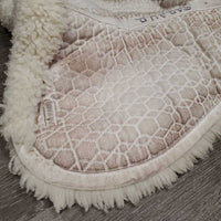 Sheepskin Quilt Hunter Half Pad *gc, cut tabs, v. clumpy, puckers, stains, mnr hair, pills, marker, dirt
