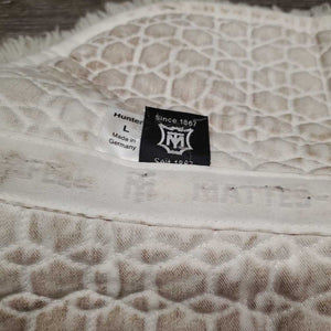 Sheepskin Quilt Hunter Half Pad *gc, cut tabs, v. clumpy, puckers, stains, mnr hair, pills, marker, dirt