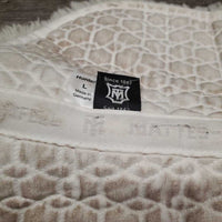 Sheepskin Quilt Hunter Half Pad *gc, cut tabs, v. clumpy, puckers, stains, mnr hair, pills, marker, dirt
