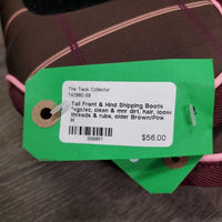 Tall Front & Hind Shipping Boots *vgc/xc, clean & mnr dirt, hair, loose threads & rubs, older
