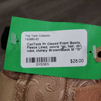 Pr Closed Front Boots, Fleece Lined, velcro *gc, hair, dirt, rubs, clumpy
