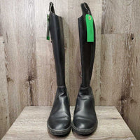 Synthetic Leather & Elastic Dress Boots, Zips *vgc/xc, mr residue, stains & creases

