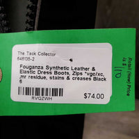 Synthetic Leather & Elastic Dress Boots, Zips *vgc/xc, mr residue, stains & creases
