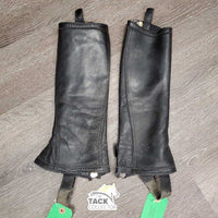 Hvy Leather Half Chaps, hvy Zips *vgc, dirt, rubs
