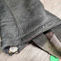 Hvy Leather Half Chaps, hvy Zips *vgc, dirt, rubs
