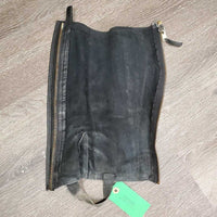 Hvy Leather Half Chaps, hvy Zips *vgc, dirt, rubs
