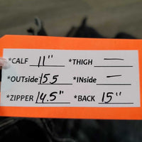 Hvy Leather Half Chaps, hvy Zips *vgc, dirt, rubs
