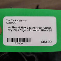 Hvy Leather Half Chaps, hvy Zips *vgc, dirt, rubs
