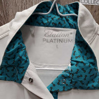 JUNIORS LS Show Sun Shirt, Magnetic Collar, 1/4 Snap up, mesh sleeves *vgc, seam puckers