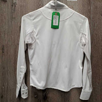 JUNIORS LS Show Sun Shirt, Magnetic Collar, 1/4 Snap up, mesh sleeves *vgc, seam puckers