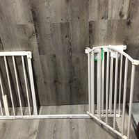 Metal Dog Fence/Gate, adjustable, additional 12" extension, 4 Bumper Guards, 4 Wall Attachments *vgc/xc, clean
