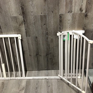 Metal Dog Fence/Gate, adjustable, additional 12" extension, 4 Bumper Guards, 4 Wall Attachments *vgc/xc, clean