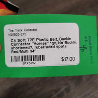Soft TPE Plastic Belt, Buckle Connector "Horses" *gc, No Buckle, shortened?, rubs/faded spots
