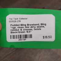 Padded Bling Browband, Bling *vgc, clean, mnr dirty seams, residue & creases, twists

