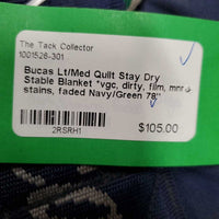 Lt/Med Quilt Stay Dry Stable Blanket *vgc, dirty, film, mnr stains, faded