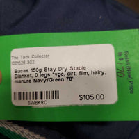 150g Stay Dry Stable Blanket, 0 legs *vgc, dirt, film, hairy, manure