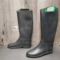 Pr Tall Rubber Riding Boots *gc, clean & dirt residue, scratches, rubs, faded
