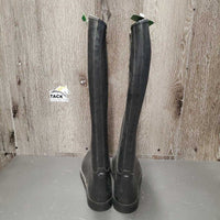 Pr Tall Rubber Riding Boots *gc, clean & dirt residue, scratches, rubs, faded