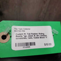 Pr Tall Rubber Riding Boots *gc, clean & dirt residue, scratches, rubs, faded
