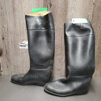 Pr Tall Soft Lined Rubber Riding Boots *fair, clean & dirt, film, v.worn down heels, rubs, pills, faded, scrapes
