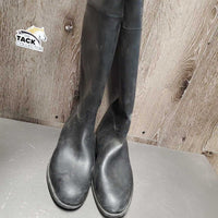 Pr Tall Soft Lined Rubber Riding Boots *fair, clean & dirt, film, v.worn down heels, rubs, pills, faded, scrapes
