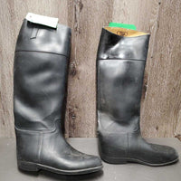 Pr Tall Soft Lined Rubber Riding Boots *fair, clean & dirt, film, v.worn down heels, rubs, pills, faded, scrapes
