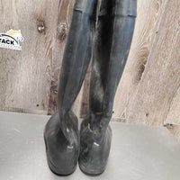 Pr Tall Soft Lined Rubber Riding Boots *fair, clean & dirt, film, v.worn down heels, rubs, pills, faded, scrapes