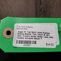 Pr Tall Soft Lined Rubber Riding Boots *fair, clean & dirt, film, v.worn down heels, rubs, pills, faded, scrapes