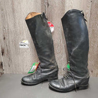 Pr Field Boots, zips *gc, mnr dirt, faded, rubs, torn edges, mnr sticky zips, unstitched, older
