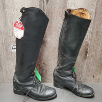 Pr Field Boots, zips *gc, mnr dirt, faded, rubs, torn edges, mnr sticky zips, unstitched, older
