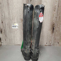 Pr Field Boots, zips *gc, mnr dirt, faded, rubs, torn edges, mnr sticky zips, unstitched, older