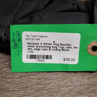 4 Winter Dog Booties, mesh drawstring bag *vgc, clen, mnr dirt, edge rubs & fading
