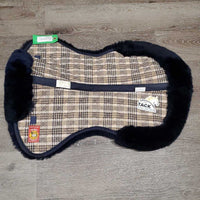 Fleece Lined Half Pad, rolled edges *vgc, cut tabs, undone stitching, threads, v. mnr dirt, hair
