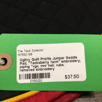 Quilt Profile Jumper Saddle Pad, "Tackaberry farm" embroidery, piping *vgc, mnr hair, rubs, removed embroidery
