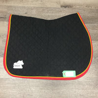 Quilt Profile Jumper Saddle Pad, "Tackaberry farm" embroidery, piping *vgc, mnr hair, rubs, removed embroidery
