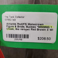 Rsd/FS Monocrown Figure 8 Bridle, Buckles *MISSING 1 Cheek, like new/xc