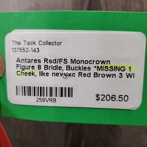 Rsd/FS Monocrown Figure 8 Bridle, Buckles *MISSING 1 Cheek, like new/xc