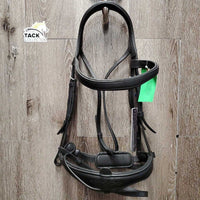 FS Padded Leather Bridle, crank noseband, removable flash, tag *new, mnr film
