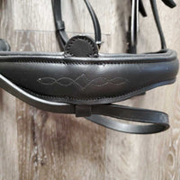 FS Padded Leather Bridle, crank noseband, removable flash, tag *new, mnr film
