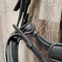 FS Padded Leather Bridle, crank noseband, removable flash, tag *new, mnr film
