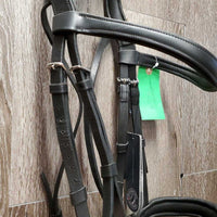 FS Padded Leather Bridle, crank noseband, removable flash, tag *new, mnr film
