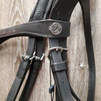 FS Padded Leather Bridle, crank noseband, removable flash, tag *new, mnr film
