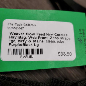 Slow Feed Hvy Cordura Hay Bag, Web Front, 2 top straps *gc, dirty & stains, clean, rubs