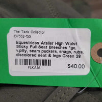 High Waist Sticky Full Seat Breeches *gc, v.pilly, seam puckers, snags, rubs, discolored seat & legs
