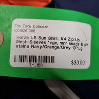 LS Sun Shirt, 1/4 Zip Up, Mesh Sleeves *vgc, mnr snags & pit staina
