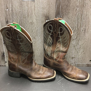 Pr Square Toe Western Boots *vgc, mnr dirt, rubs, scuffs, dents, Rt- outside cut, threads