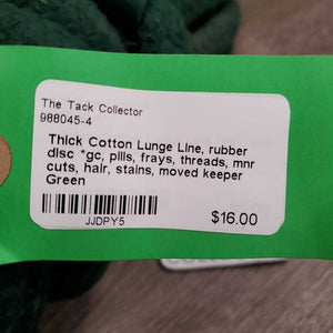 Thick Cotton Lunge Line, rubber disc *gc, pills, frays, threads, mnr cuts, hair, stains, moved keeper