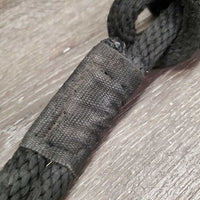 Nylon Lead Rope, removeable snap loop end, hvy brass snap *gc, rubs, frays, snags, v.frayed end, unstitched
